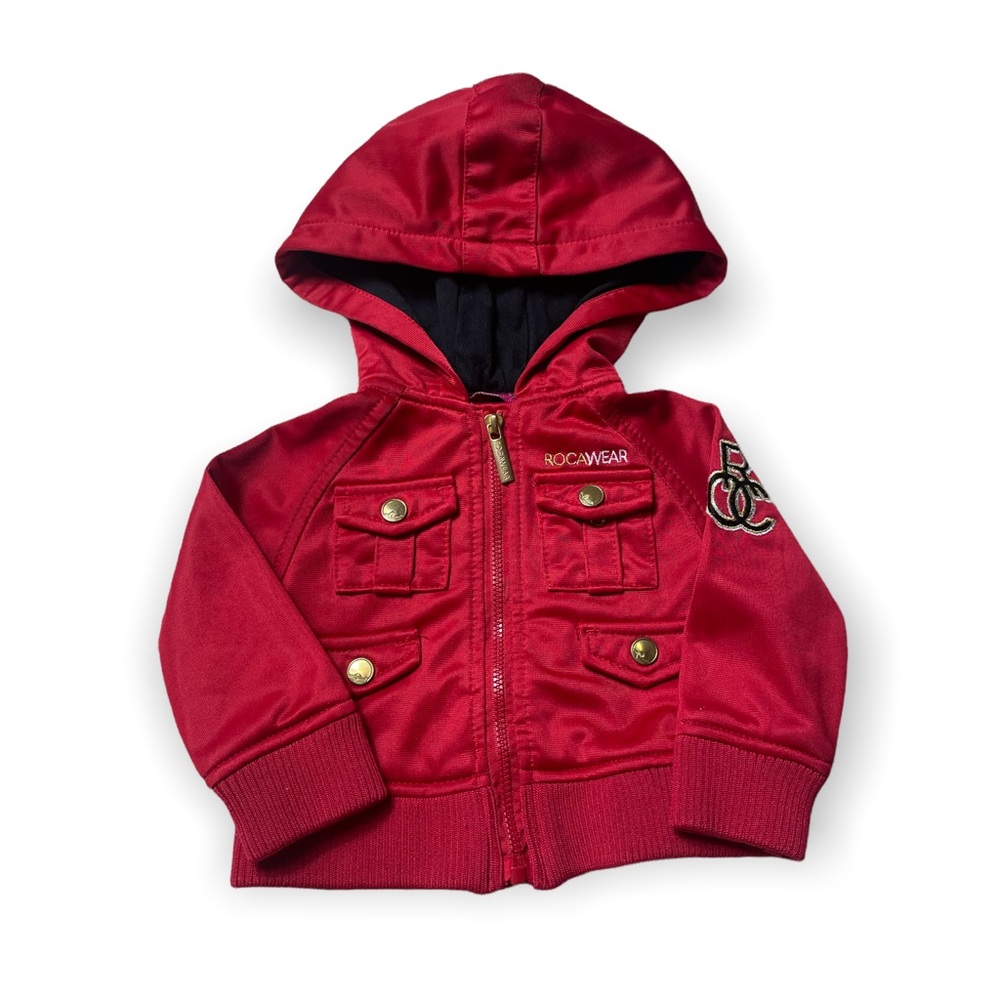 Baby Rocawear Red Zip Up Track Jacket Gold Details 6-9 Months - Picture 1 of 7